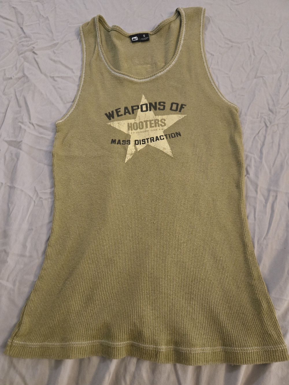 Hooters "Weapons Of Mass Distraction" Women's Army Green Tank - Small